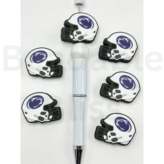 USA America College University Football Teams Penn State Nittany Lio Helmet Silicone Focal Beads