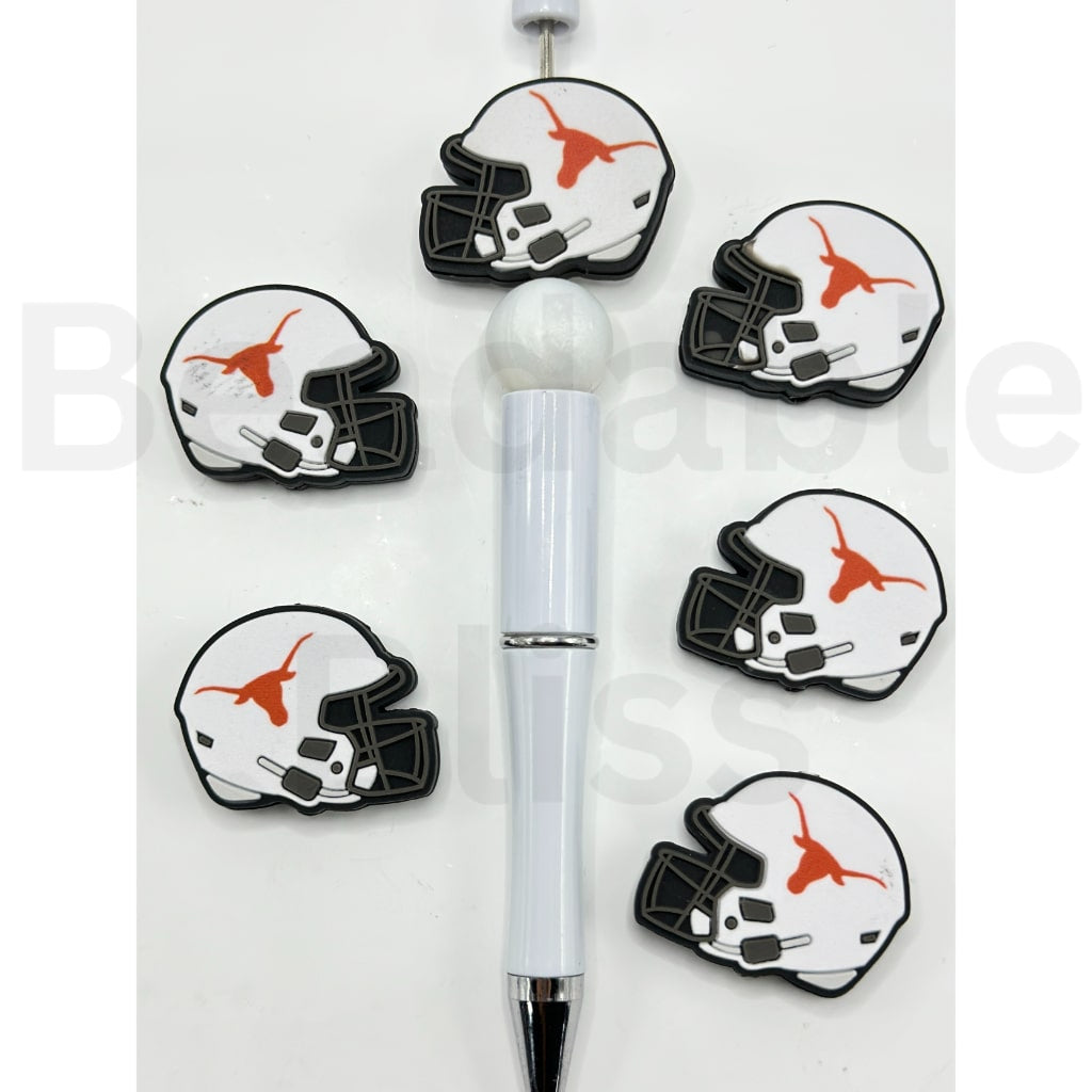 USA America College University Football Teams Texas Longhor Helmet Silicone Focal Beads