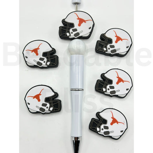 USA America College University Football Teams Texas Longhor Helmet Silicone Focal Beads