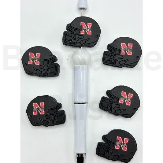 USA America College University Football Teams Nebraska Cornhuske Helmet Silicone Focal Beads