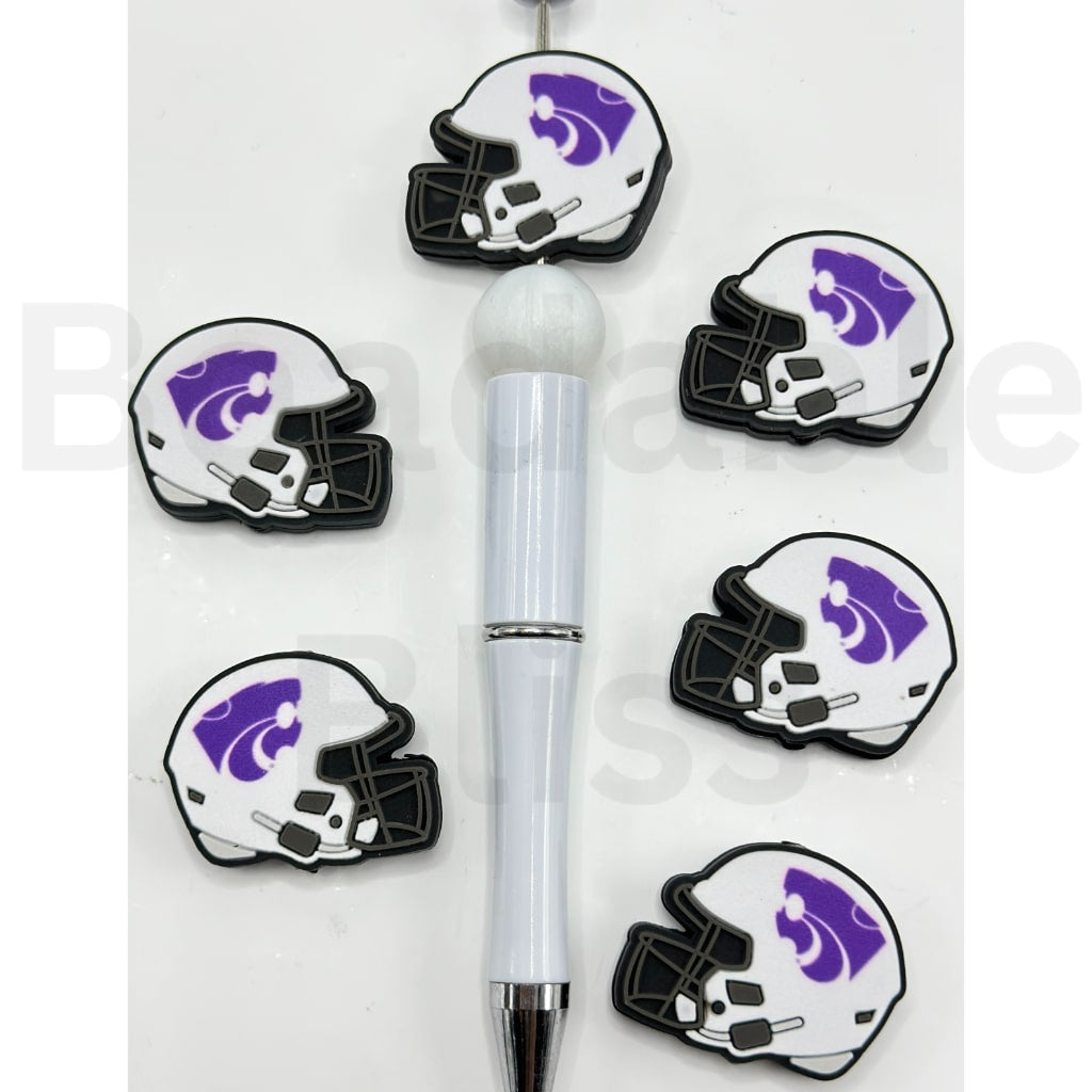 USA America College University Football Teams Kansas State Wildca Helmet Silicone Focal Beads