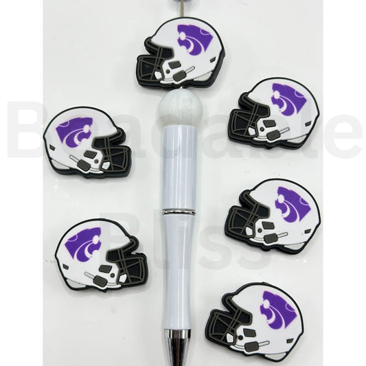 USA America College University Football Teams Kansas State Wildca Helmet Silicone Focal Beads