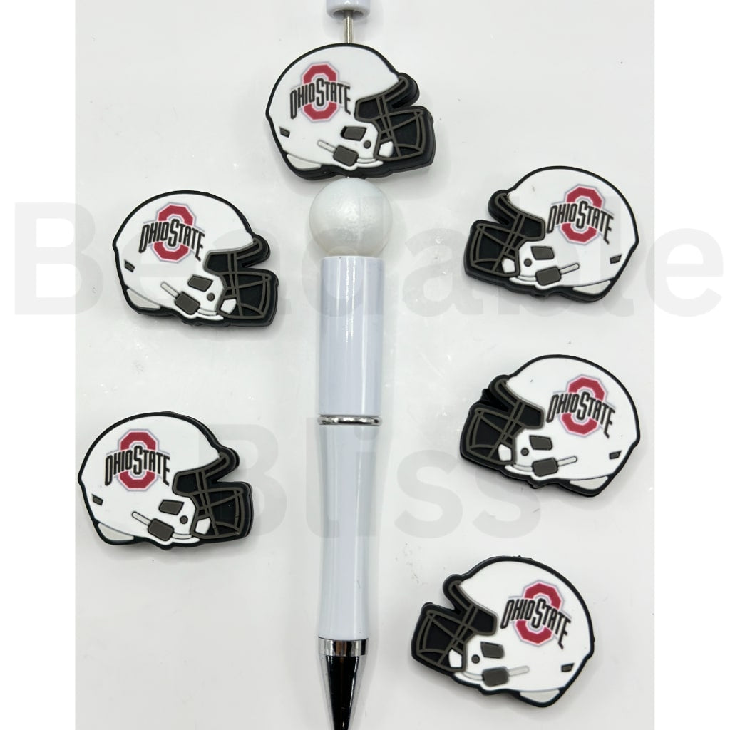 USA America College University Football Teams Ohio State Buckey Helmet Silicone Focal Beads