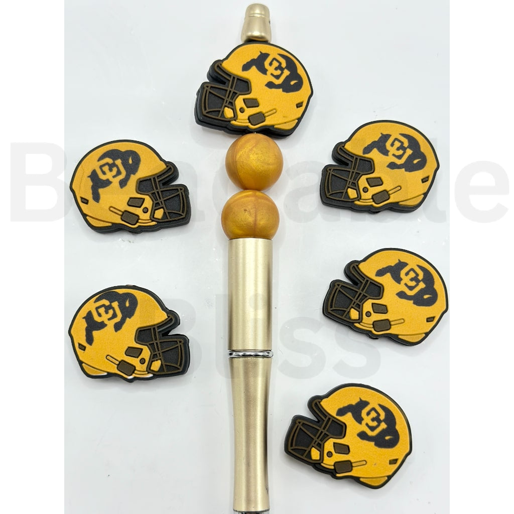 USA America College University Football Teams Colorado Buffalo Helmet Silicone Focal Beads