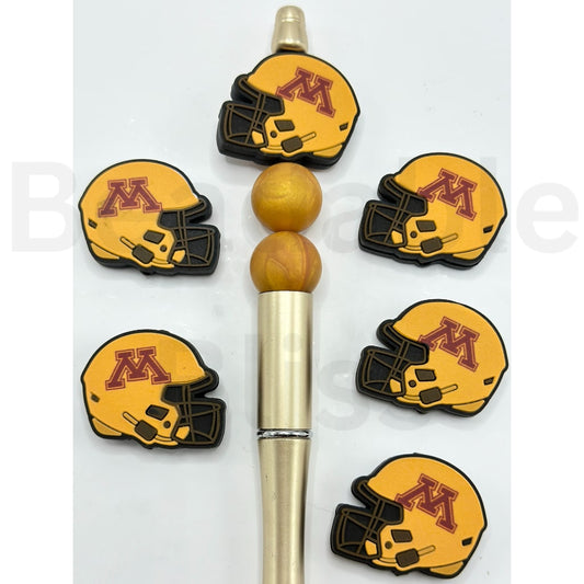 USA America College University Football Teams Minnesota Golden Gophe Helmet Silicone Focal Beads