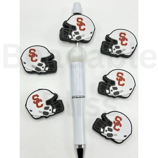 USA America College University Football Teams USC Troja Helmet Silicone Focal Beads