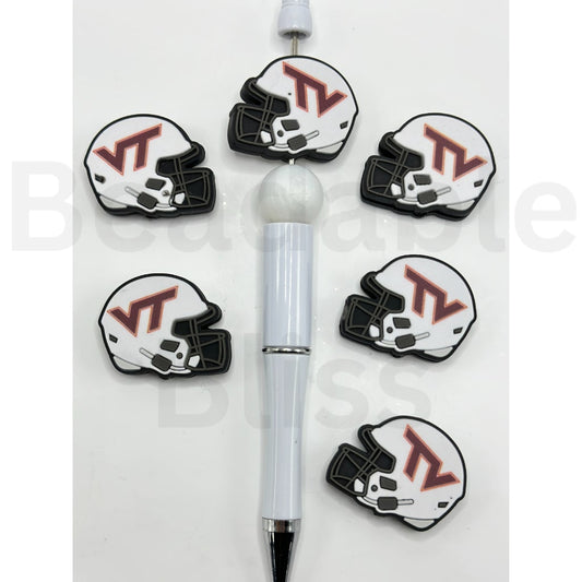 USA America College University Football Teams Virginia Tech Hoki Helmet Silicone Focal Beads