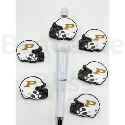 USA America College University Football Teams Purdue Boilermake Helmet Silicone Focal Beads