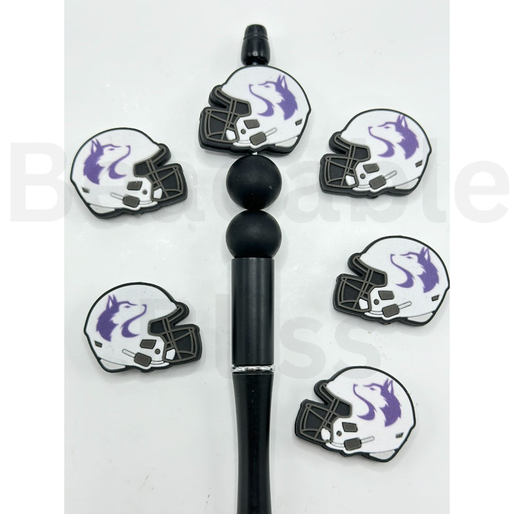 USA America College University Football Teams Washington Husky Helmet Silicone Focal Beads