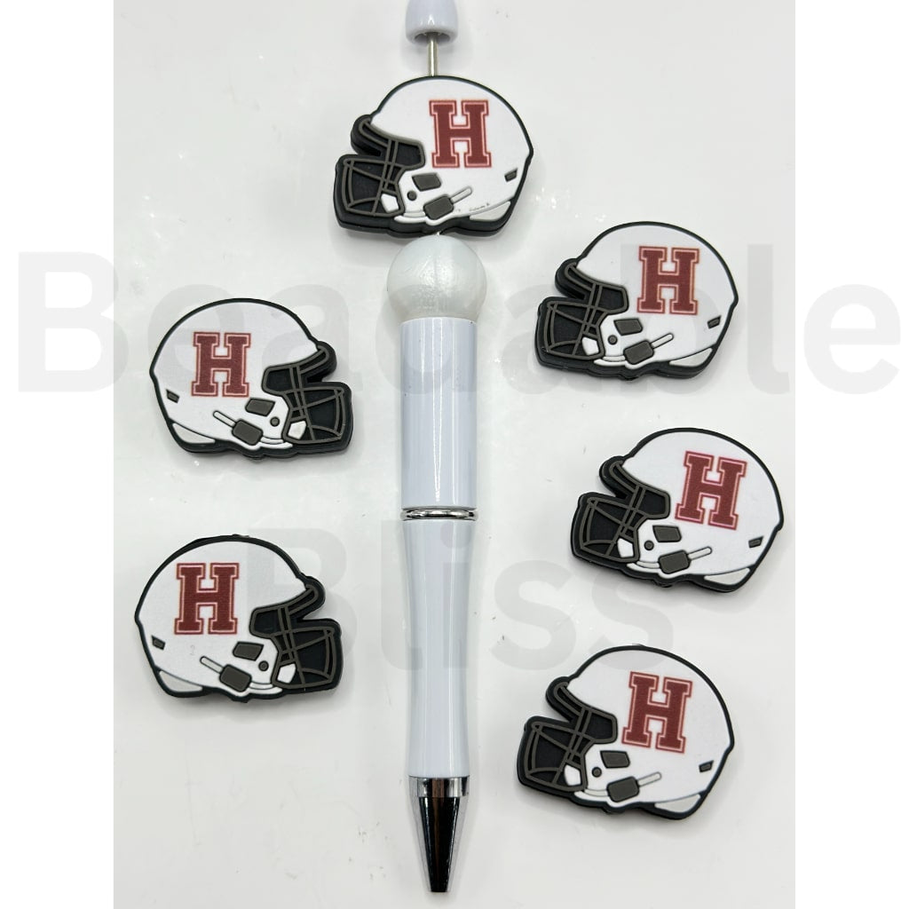 USA America College University Football Teams Harvard Crimso Helmet Silicone Focal Beads