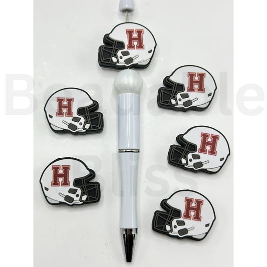 USA America College University Football Teams Harvard Crimso Helmet Silicone Focal Beads