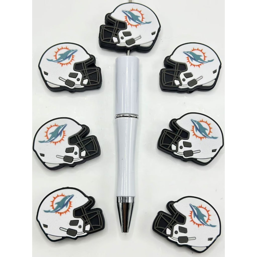 USA American Football Team Miami Dolphins Helmet Sports Silicone Focal Beads