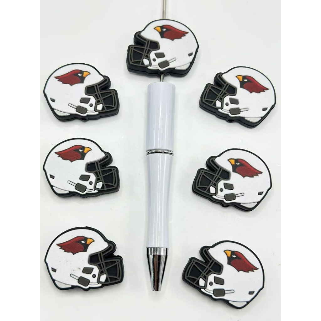 USA American Football Team Arizona Cardinals Helmet Sports Silicone Focal Beads