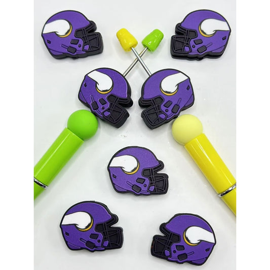 USA American Football Team Minnesota Vikings Helmet Sports Silicone Focal Beads