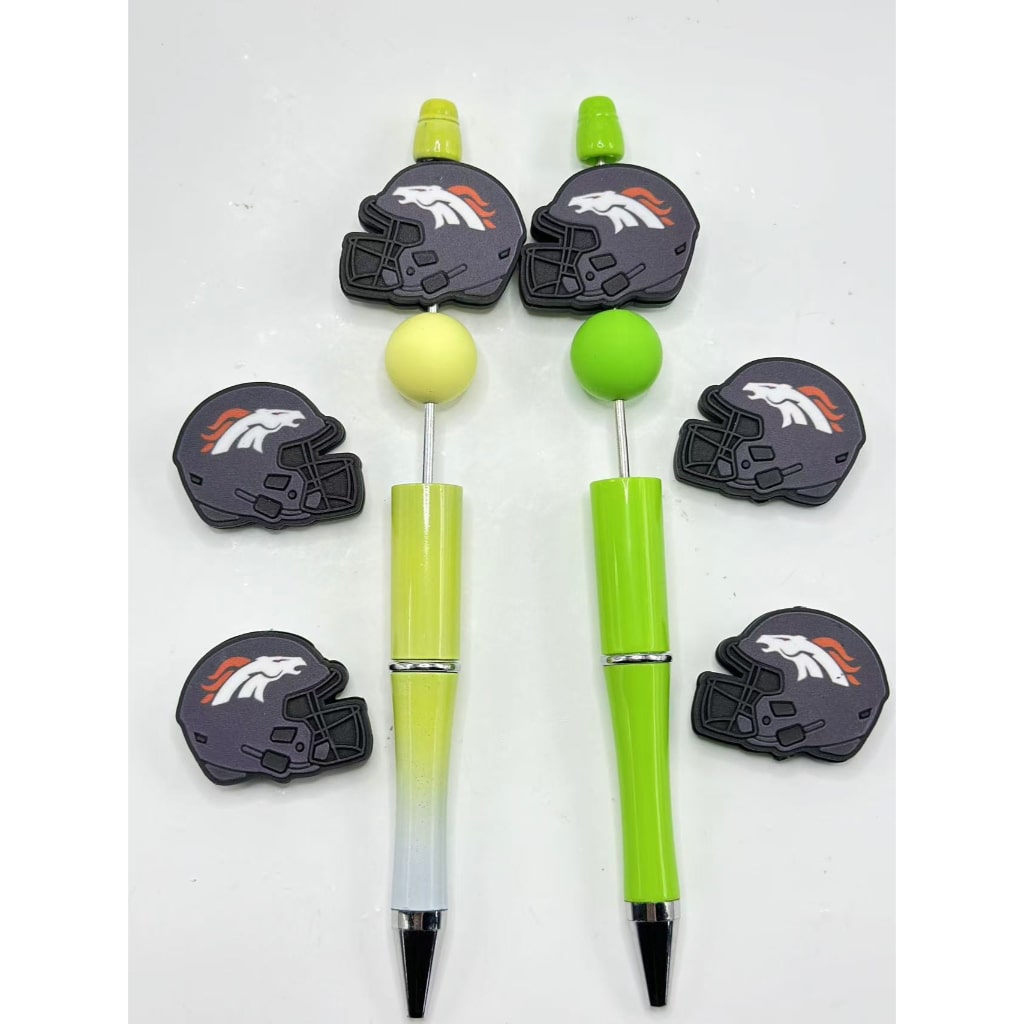 USA American Football Team Denver Broncos Helmet Sports Silicone Focal Beads