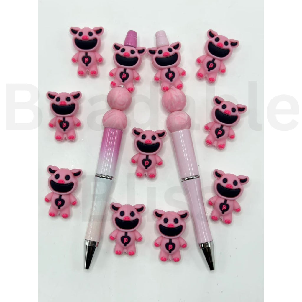 3D Cute Animal Pig Cat Rabbit Silicone Focal Beads