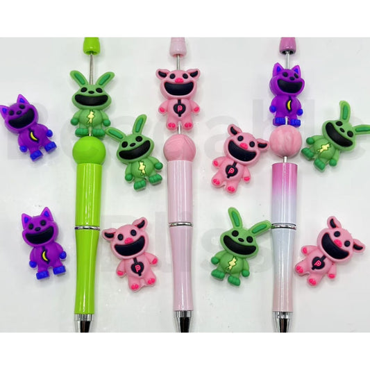 3D Cute Animal Pig Cat Rabbit Silicone Focal Beads