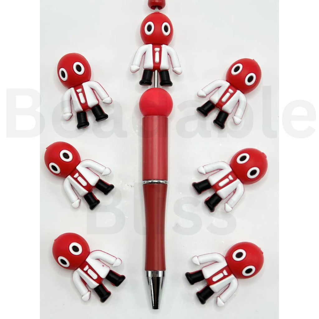 3D Little Cute Red Man Rainbow Frien Silicone Focal Beads