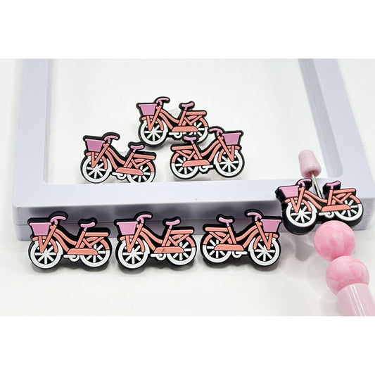 Mini Cute Pink Bikes Bicycles Silicone Focal Beads