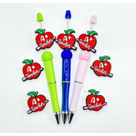 Red Apple A+ Teacher Pink Arrow Silicone Focal Beads