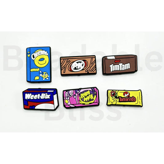 Sweet Yummy Snacks Cheeze Timta Weetbi Tamarind Chocolate Candy Chewing Gum Silicone Focal Beads, Random Mix