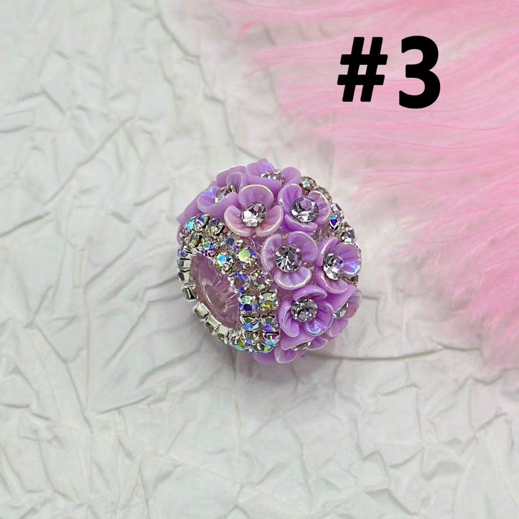 Bling Bling Mini Flowers Clear Rhinestones Inside AB Color Rhinestone Chains Round Acrylic Beads, Around 21*16MM