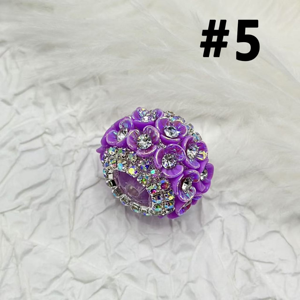 Bling Bling Mini Flowers Clear Rhinestones Inside AB Color Rhinestone Chains Round Acrylic Beads, Around 21*16MM