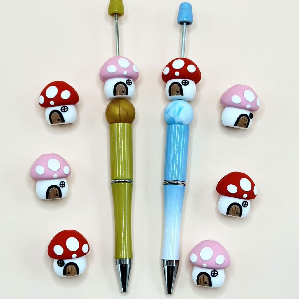 3D Bonding Adhesive Mould Delicate Vivid Mushroom House Silicone Focal Beads