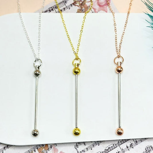 Fashionable Beadable Rose Gold Silver Gold Color Metal Alloy Necklace Pendant with Bar, Please Read the Description