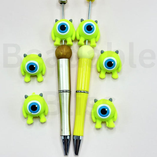 3D Little Cute Big Eye Green Monster Alien Silicone Focal Beads