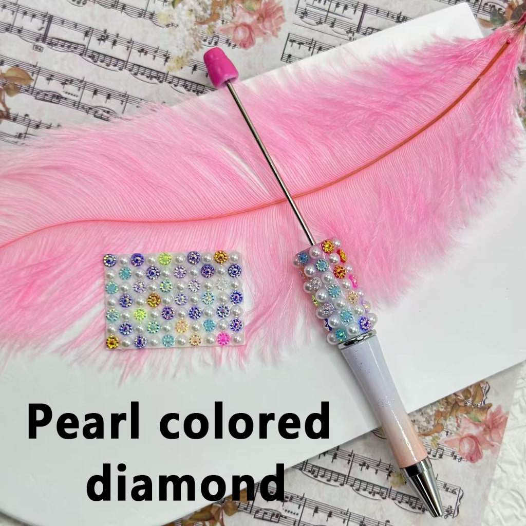 DIY Bling Bling Wraps Tapes with Colorful Rhinestones White Pearls for Pen, 78 Small Pieces in 1 Sheet, Please Read the Description