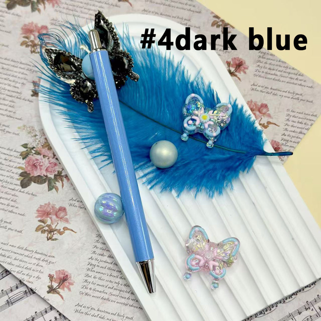 Glittery Beadable Pens for Pen Wraps, New Style DIY Pens for Sublimation Wraps, Silver Metal Ballpoint Pens