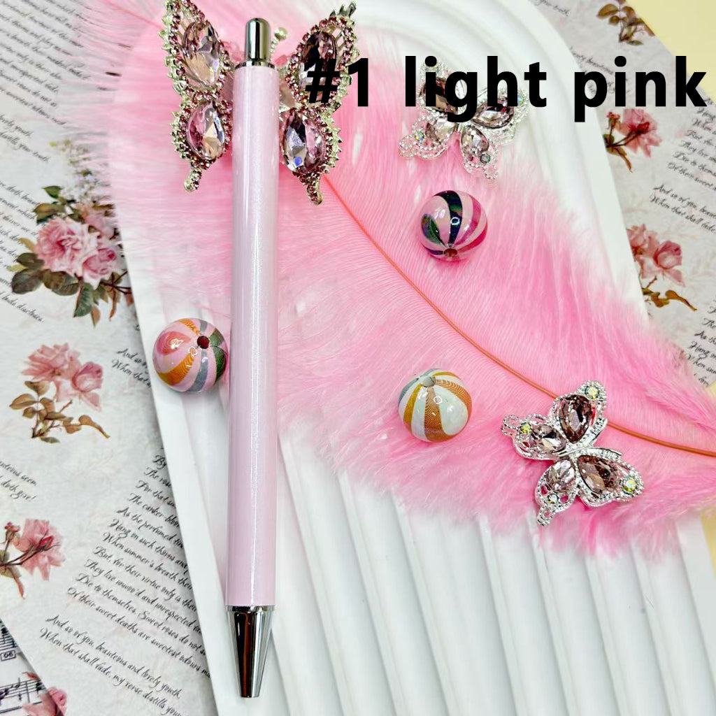 Glittery Beadable Pens for Pen Wraps, New Style DIY Pens for Sublimation Wraps, Silver Metal Ballpoint Pens