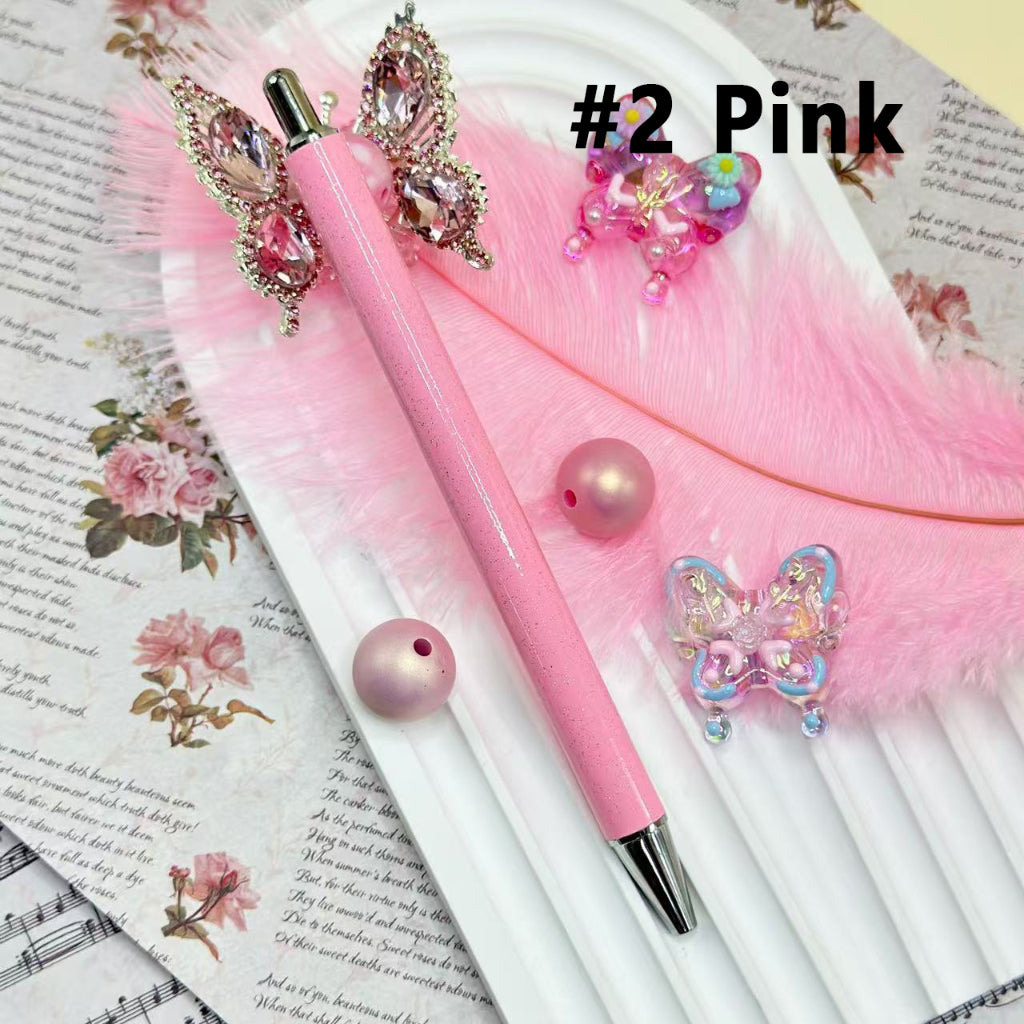 Glittery Beadable Pens for Pen Wraps, New Style DIY Pens for Sublimation Wraps, Silver Metal Ballpoint Pens