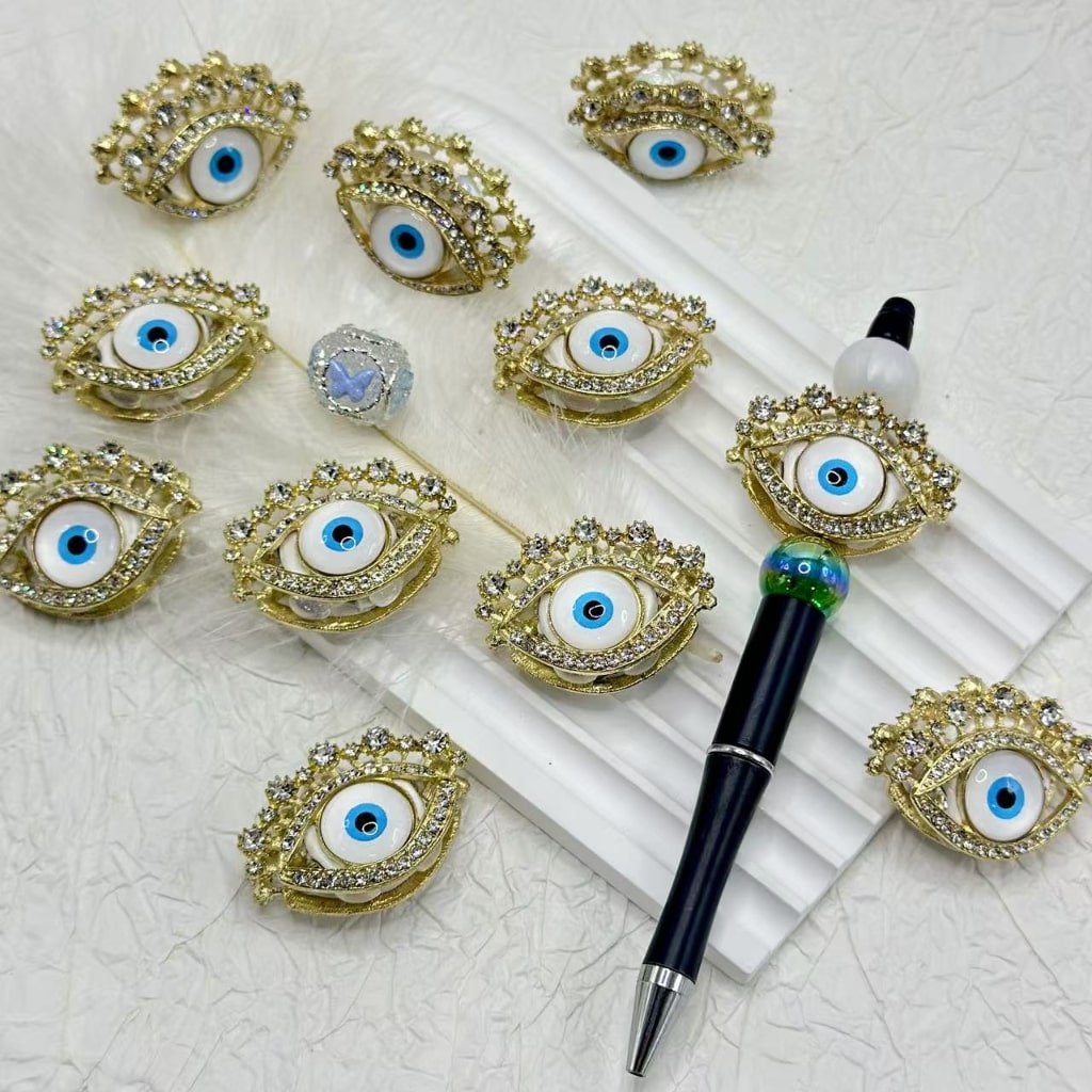 Evil Eye Beads, Clay Beads with Fancy Evil Eye Design, Size 41*30MM