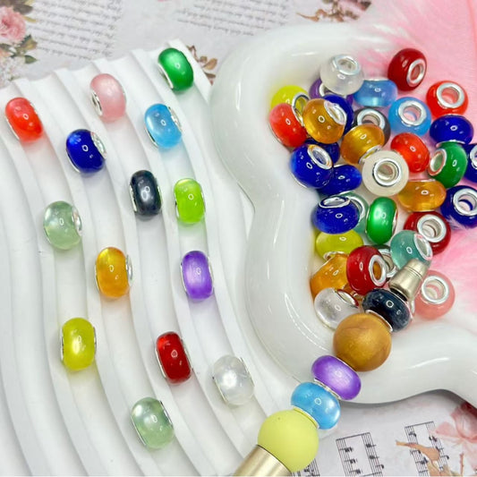 Multi Jelly Color Wheel Abcaus Acrylic Beads with Large Hole, Random Mix, 14MM