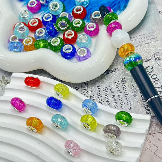 Multi-Color Translucent Broken Inside Wheel Abcaus Acrylic Beads with Large Hole, Random Mix, 14MM