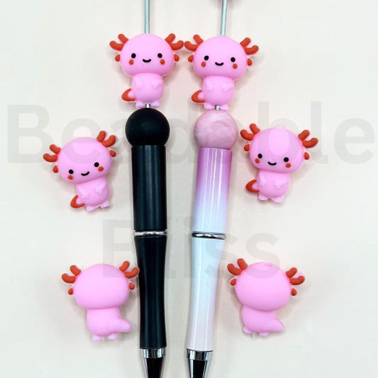 3D Little Cute Pink Axolots Silicone Focal Beads