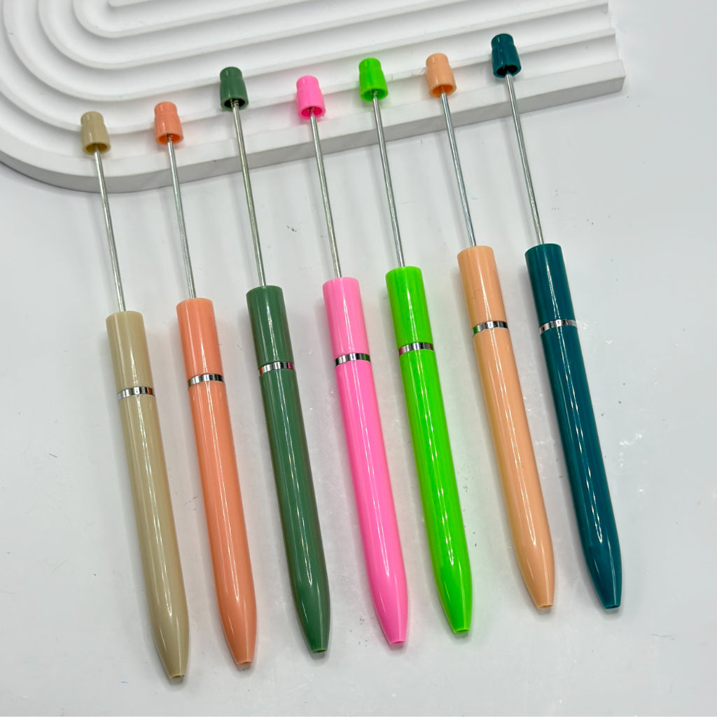 New Style Plastic Beadable Pens - Beaded Pens in Solid Colors, Doesn't Support Refill Replacement