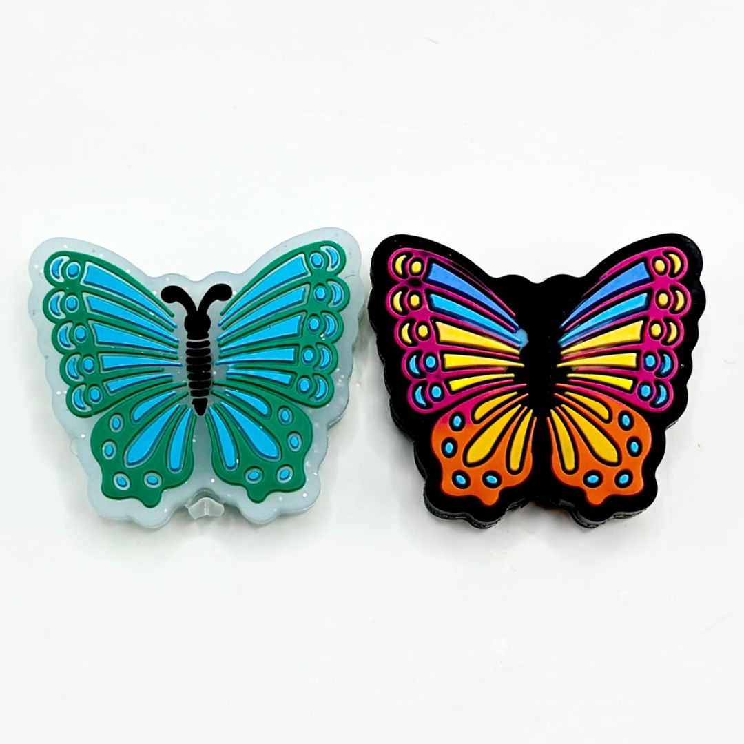 Vivid Cute Glittery Butterfly Silicone Focal Beads