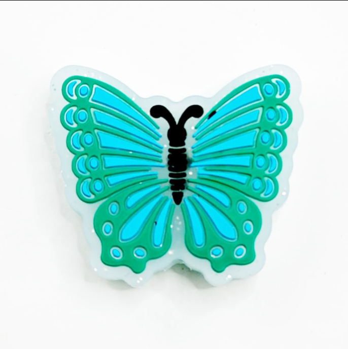 Vivid Cute Glittery Butterfly Silicone Focal Beads