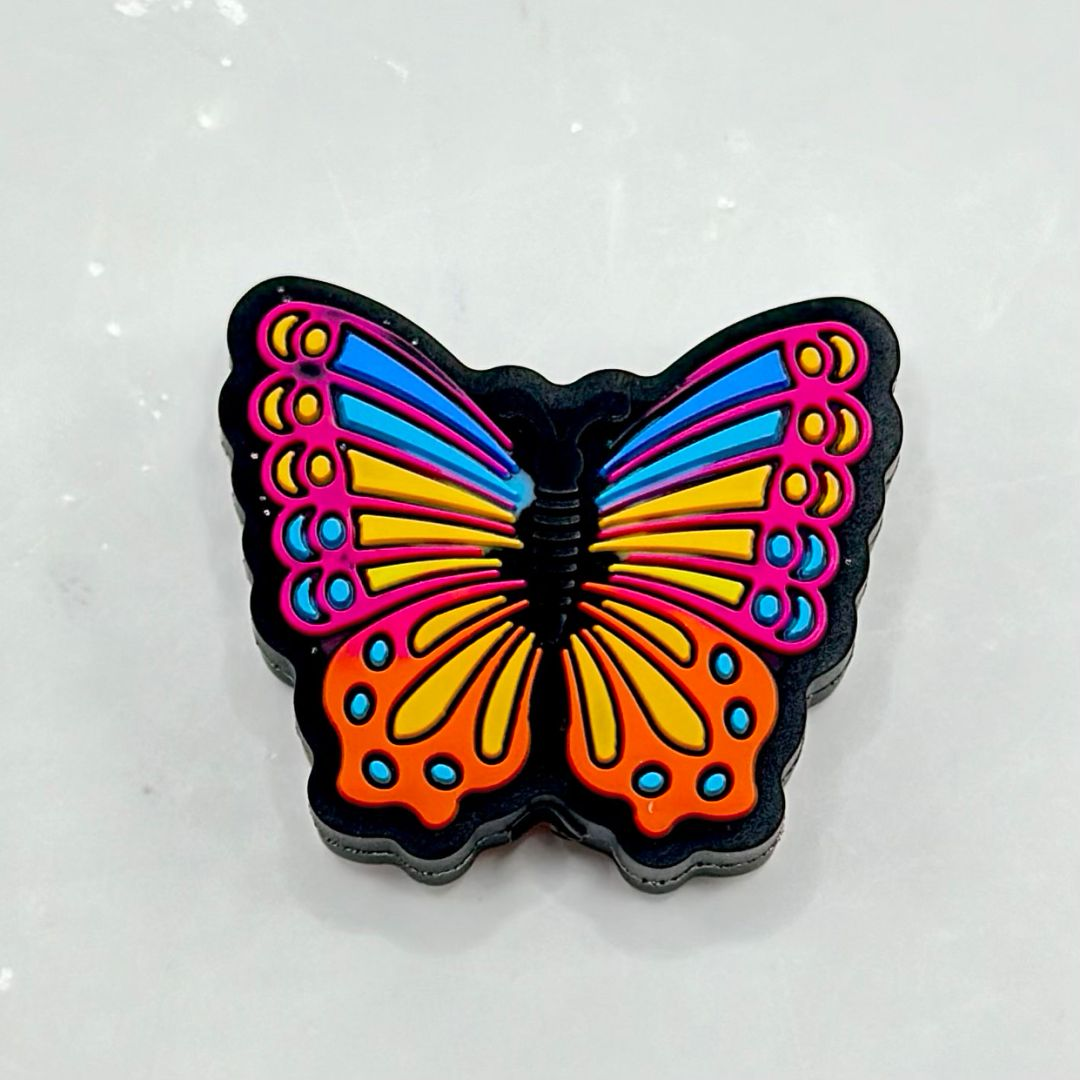 Vivid Cute Glittery Butterfly Silicone Focal Beads