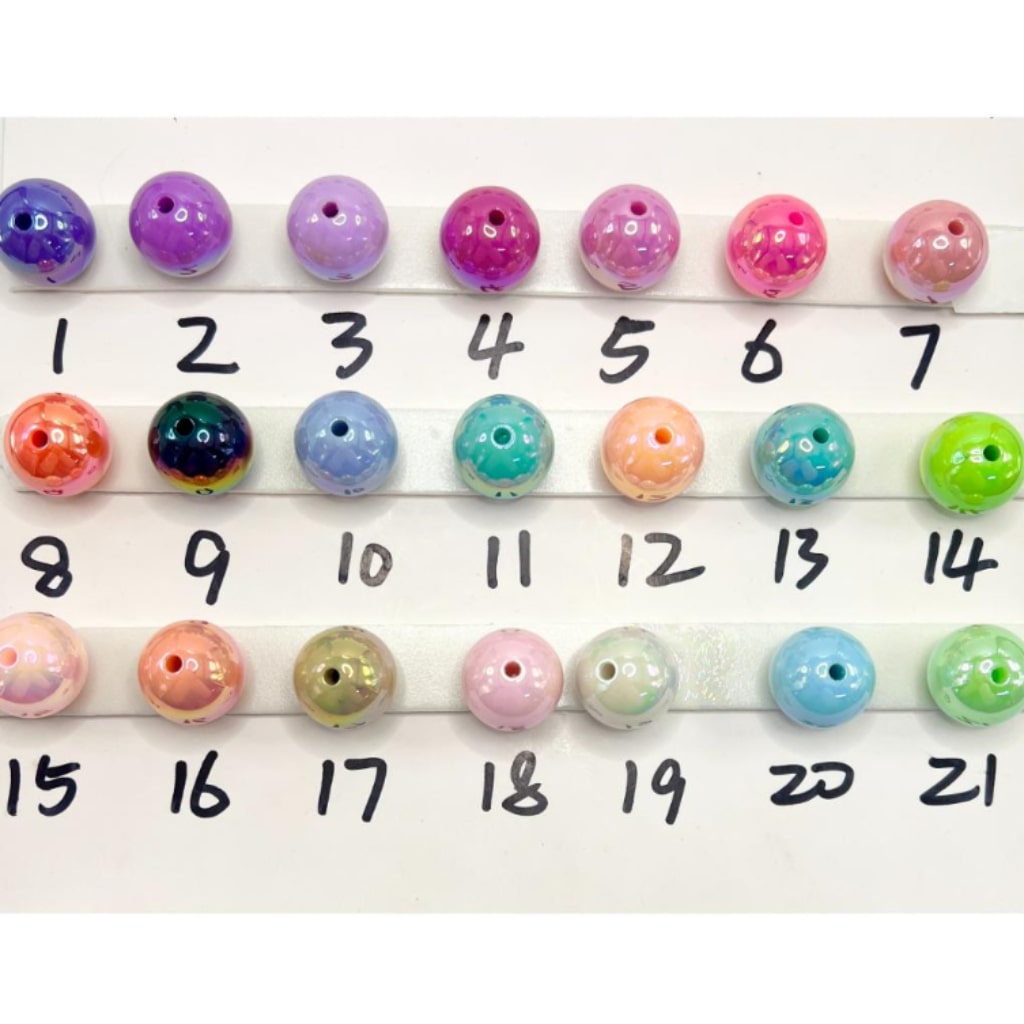 UV Finish Glossy Shiny Multi-Color Round Acrylic Beads, 20MM