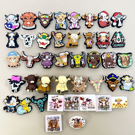 Cute Cows Series Silicone Focal Beads, Random Mix