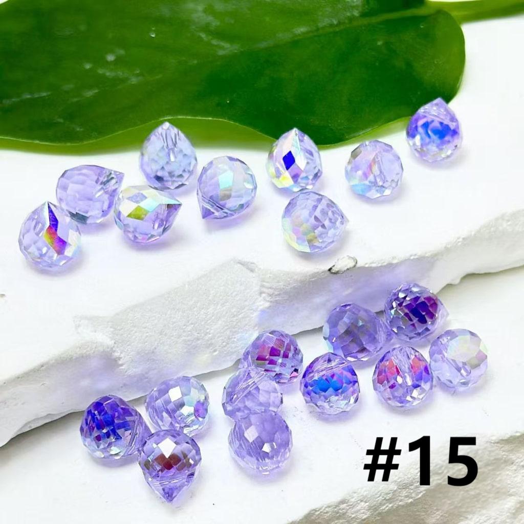 Bling Bling Colorful Polyhedral Water Drop Shape Crystal Chains Strings Acrylic Beads, 11*8MM, Please Read the Description