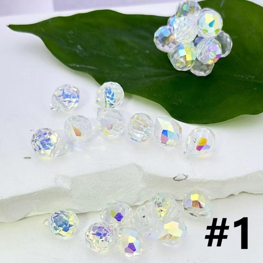 Bling Bling Colorful Polyhedral Water Drop Shape Crystal Chains Strings Acrylic Beads, 11*8MM, Please Read the Description