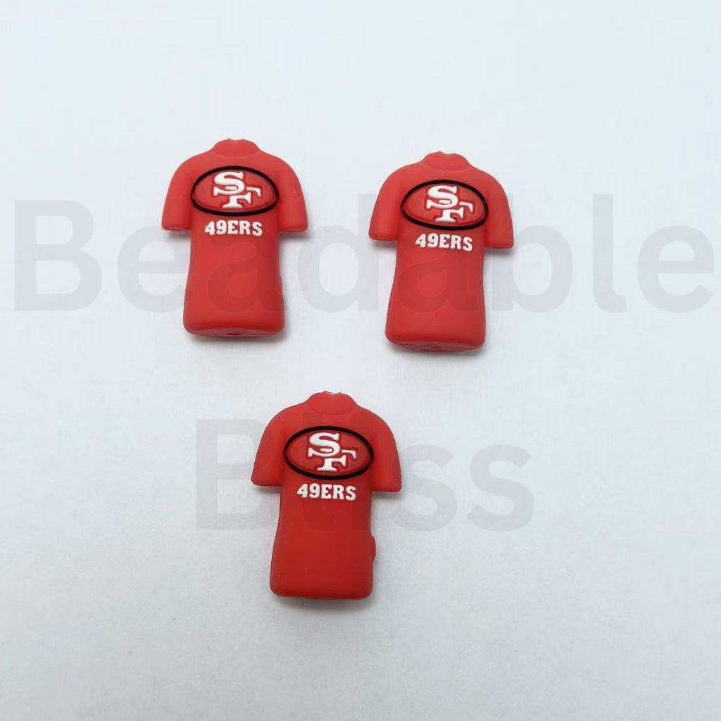 USA America Football Team Shirt Jersey Uniform Kansas Chie Dallas Cowbo San Francisco 49e Denver Bronc New Orleans Sain Chicago Bea Las Vegas Raide Detroit Lio Buffalo Bil Green Bay Packe Georgia Bulldo Pittsburgh Steele Silicone Focal Beads