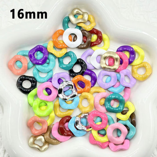 Glossy Cute Multi-Color Wavy Shape Acrylic Spacer Beads, Random Mix, 16MM