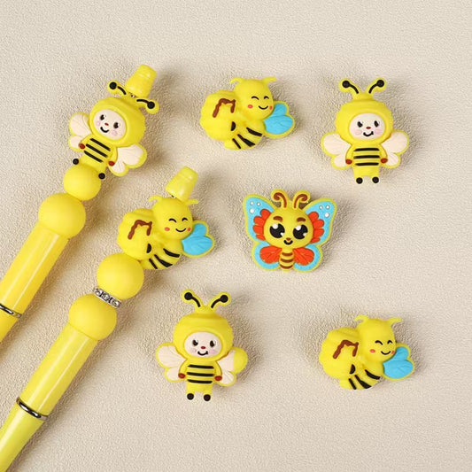 3D Cute Yellow Bee Honeycomb Butterfly Silicone Focal Beads