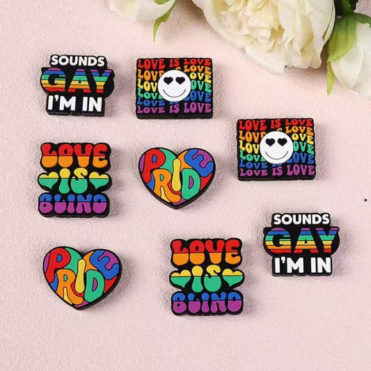 Pride Heart Sounds Gay I'm In Love is Love Love is Blind Silicone Focal Beads